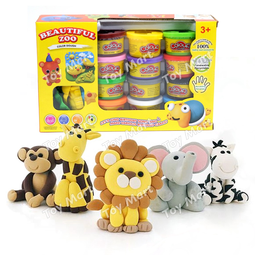 Beautiful Zoo Clay Dough Colorful Set 12 in 1 Colorful Mini Clay Set by