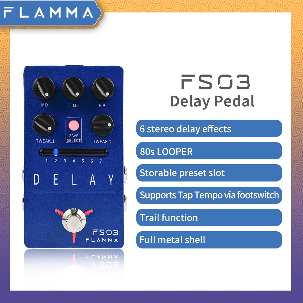 FLAMMA FS03 Stereo Digital Delay Guitar Pedal Stereo Delay Pedal 6