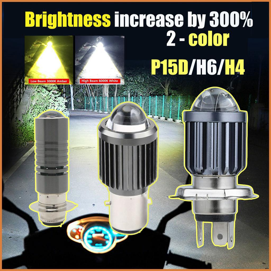 Motorcycle Headlight Led Bulbs H6 H4 TwoColor Hi Lo Beam Motorbike