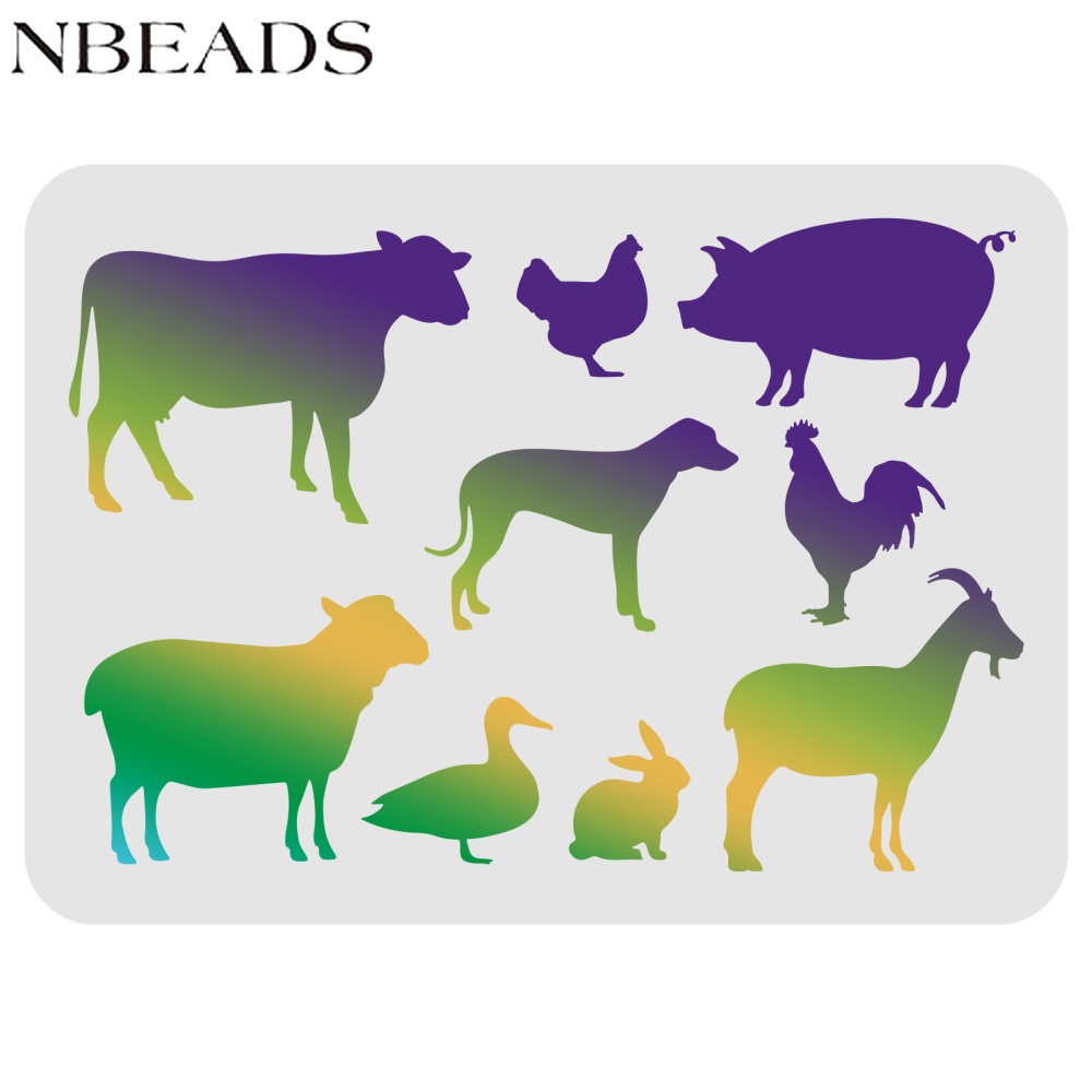 1pc Farm Animals Stencils Template 29.7x21cm Plastic Chicken Dog Duck
