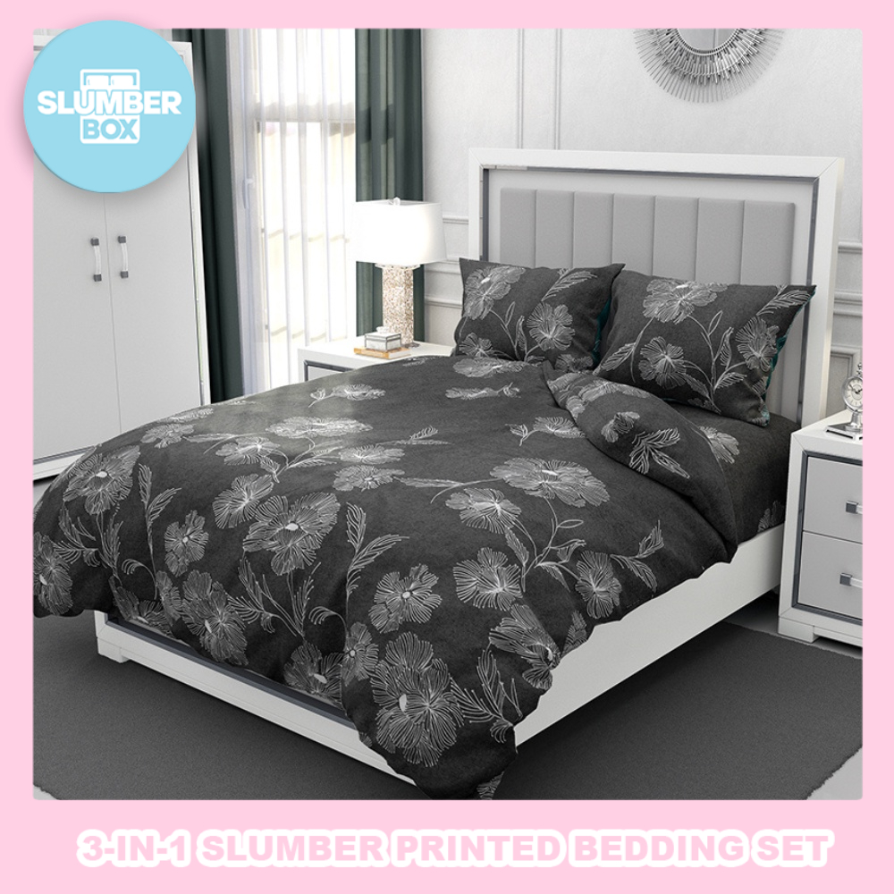 Slumber Box 3in1 Beddings Bed Sheet Home Bedsheet Set (2 Pillowcase + 1