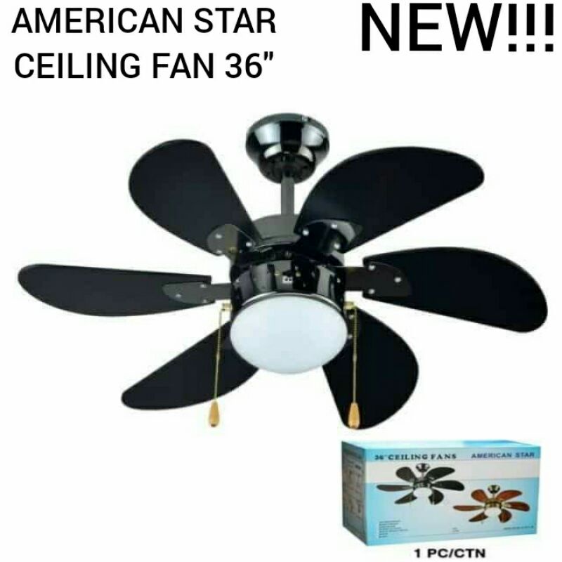 HOME DECOR CEILING FAN 36 INCHES BLACK & WOODEN.. Shopee Philippines