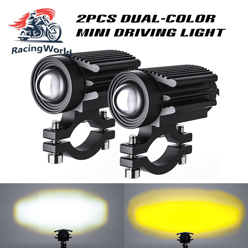 Mini Driving Light LED Headlight For Motorcycle 12V Dualcolor