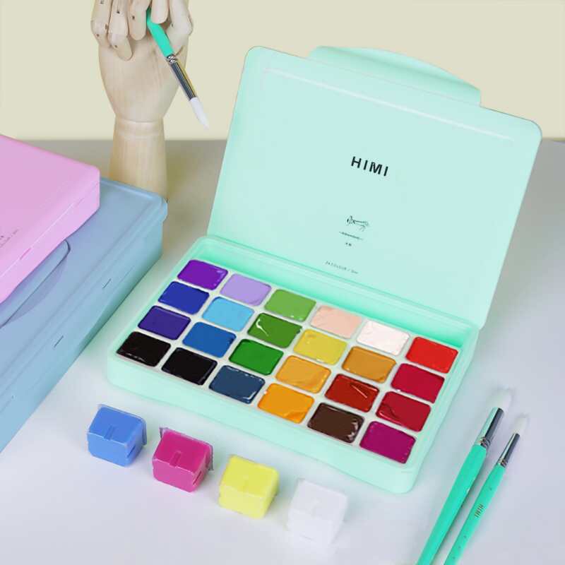 Free Brush MIYA Himi Gouache Paint Set Free Brush, 24 Colors X 30Ml