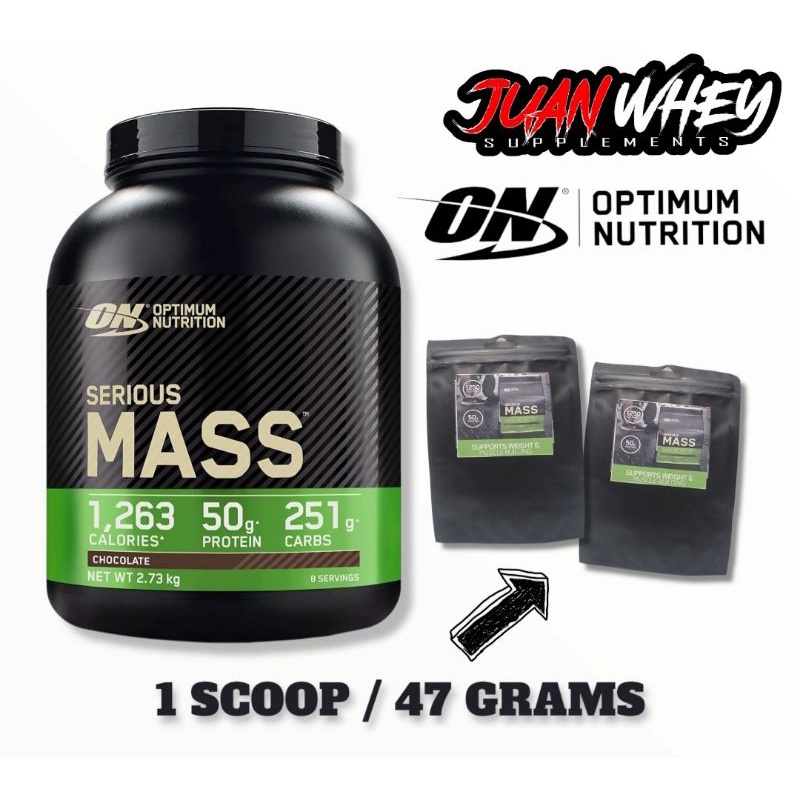 OPTIMUM NUTRITION SERIOUS MASS MASS GAINER WHEY PROTEIN WEIGHT GAINER 1 SCOOP 47g Shopee