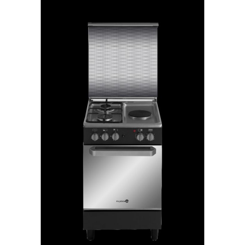 Fujidenzo 50 cm Range, 2 Gas + 1 Electric, Gas Oven, Rotisserie black
