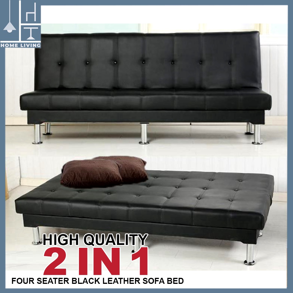 [AVAILABLE ONHAND] Classic Black Leather Folding Sofa Bed Foldable up