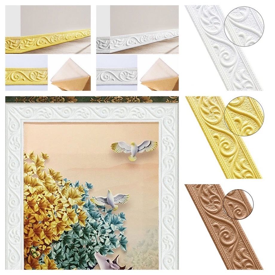 3D Wall Border Skirting PE Foam Wallpaper Wall Stickers Baseboard Trim