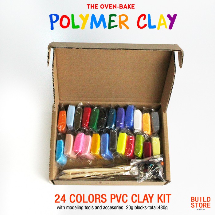 Polymer Clay(Oven Bake) and Lightweight Clay Kit(AirDry) 24 Colors
