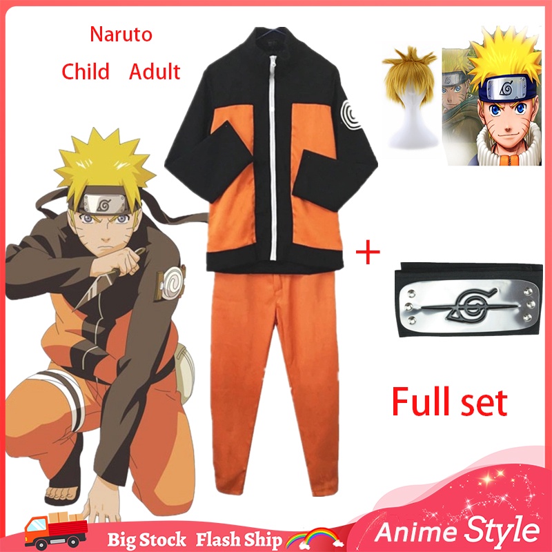 Anime Naruto Costume for Kids Boy Set Uzumaki Terno Jacket Pants