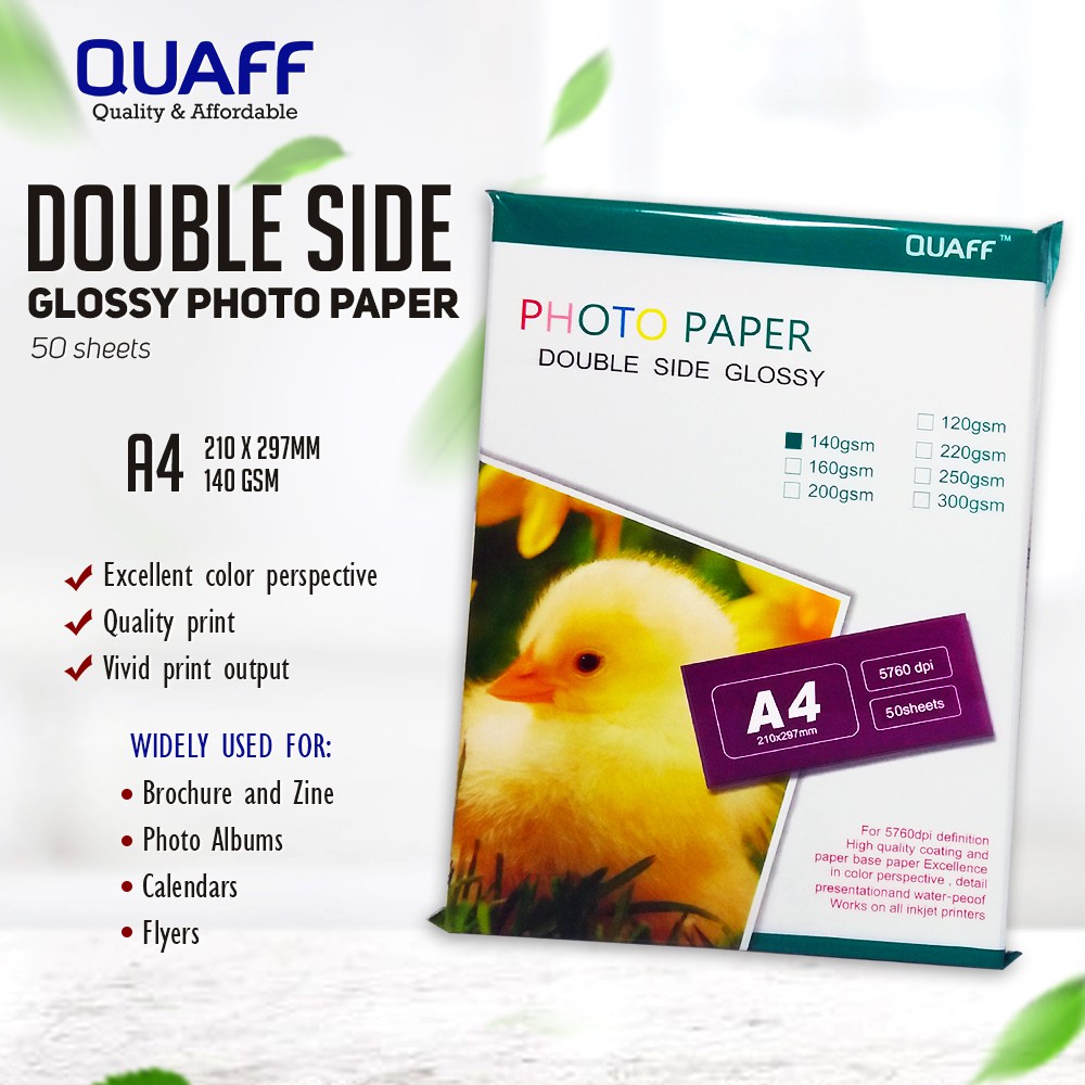 QUAFF Double Sided Photo Paper A4 size (50sheets per pack)( 120gsm