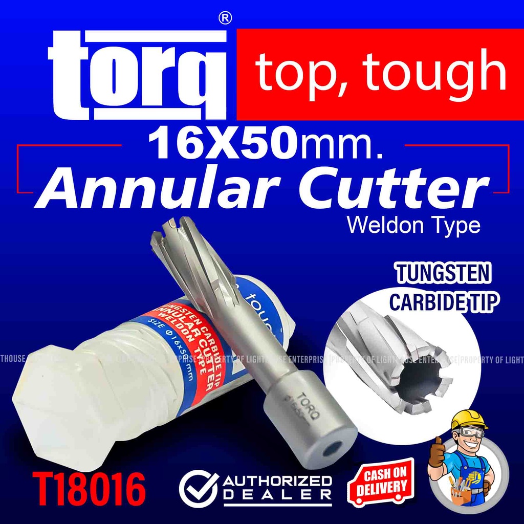 TORQ TCT Annular Cutter Weldon Type Tungsten Carbide Tipped (16, 18, 20