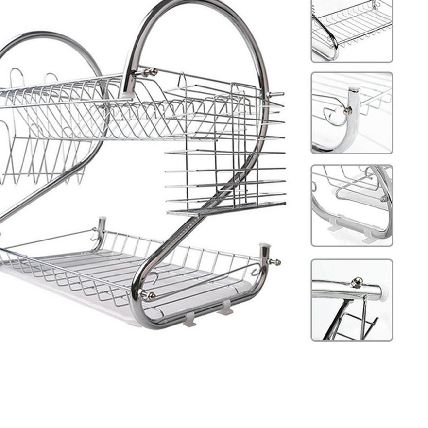 home life2 Stacking Stainless Plate Rack 2 Level Kitchen Equipment