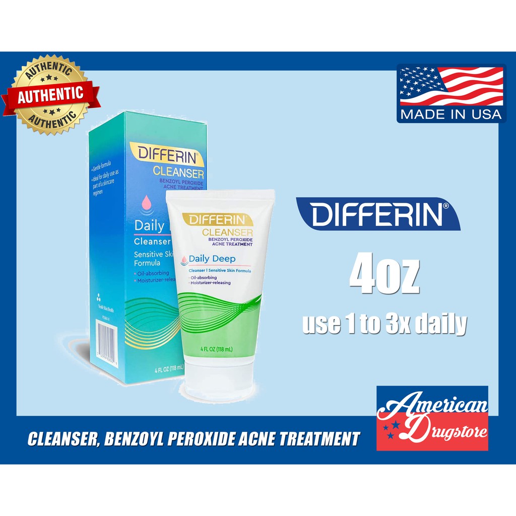 Differin Daily Deep Cleanser, Sensitive Skin Formula, Benzoyl Peroxide