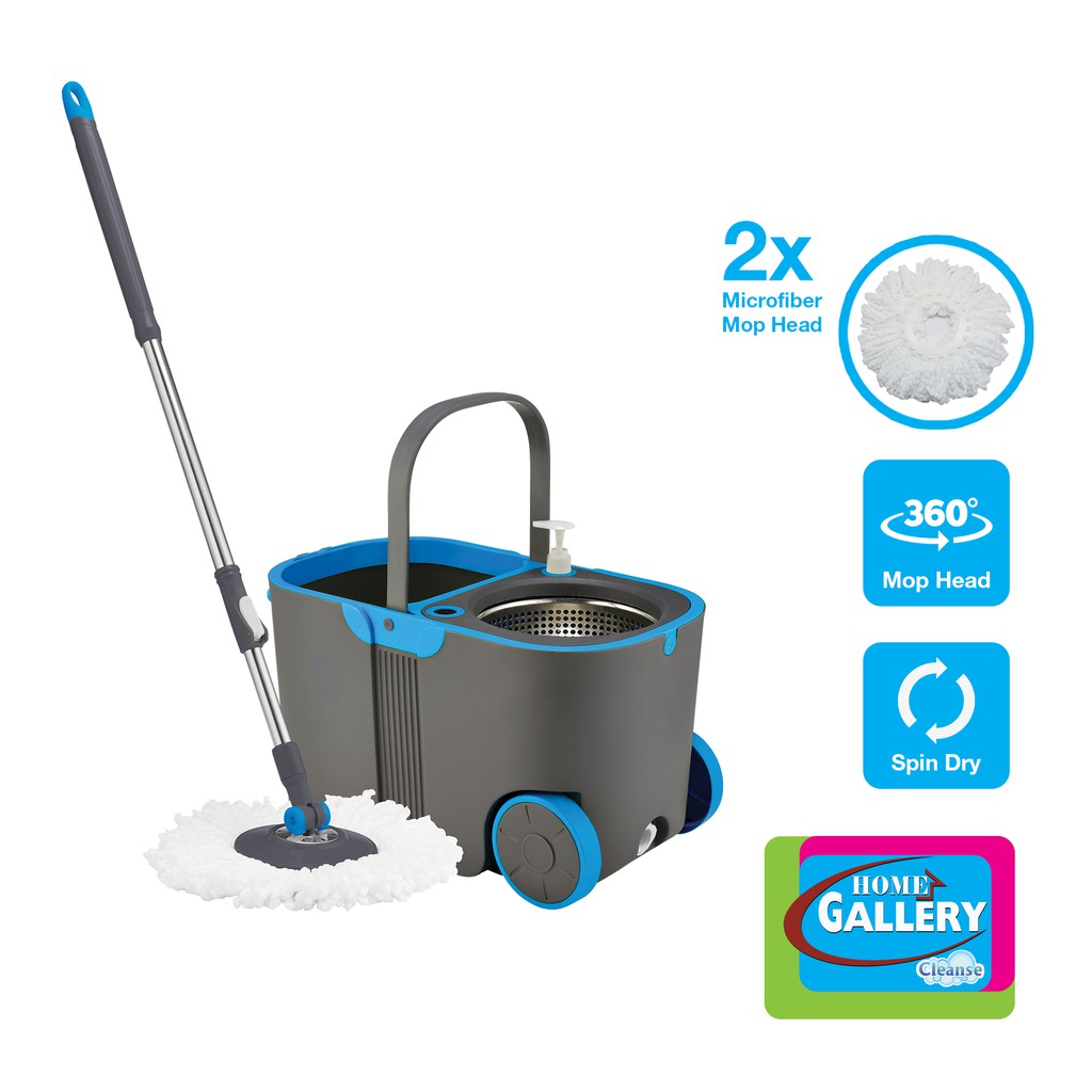 Home Gallery Tornado Mop and SpinDry BIG Bucket W/ Wheels Set (Gray