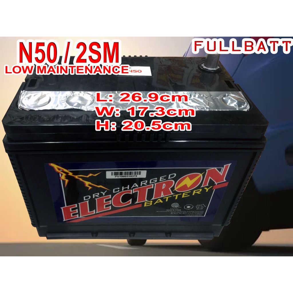 ELECTRON 2SM / N50 PREMIUM LOW MAINTENANCE CAR BATTERY Shopee Philippines