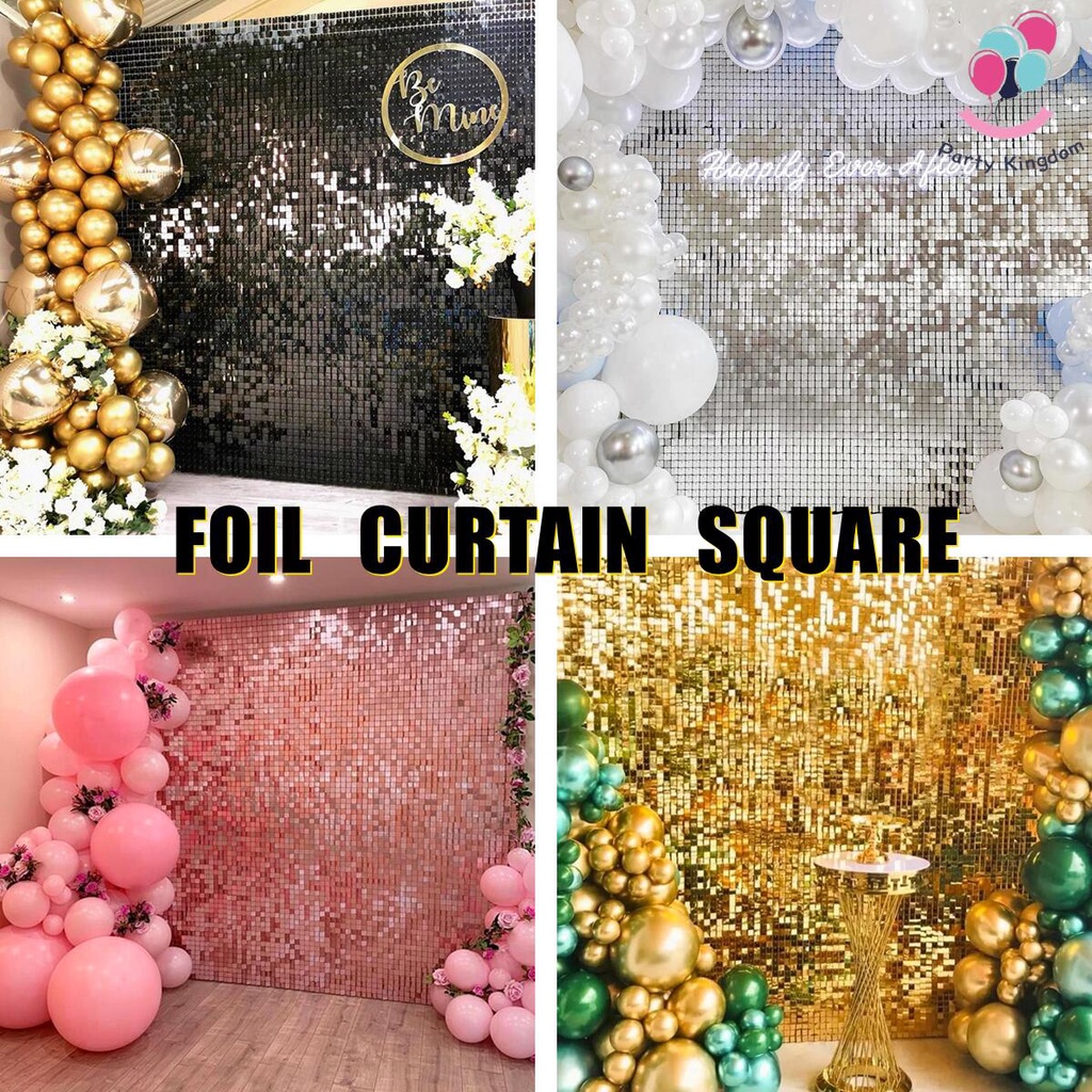 2 METERS Square Foil Curtain Backdrop Metallic Tinsel Foil Fringe Party