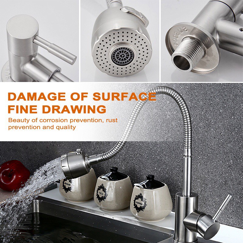 5xZIn Stock Metro Manila RCG SUS304 Stainless Steel Kitchen Faucet Wall