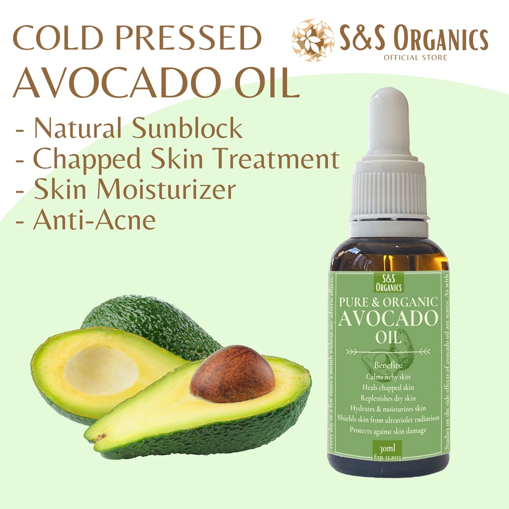 S&S Pure and Organic Avocado Oil for Face, Skin and Hair 30ml Shopee