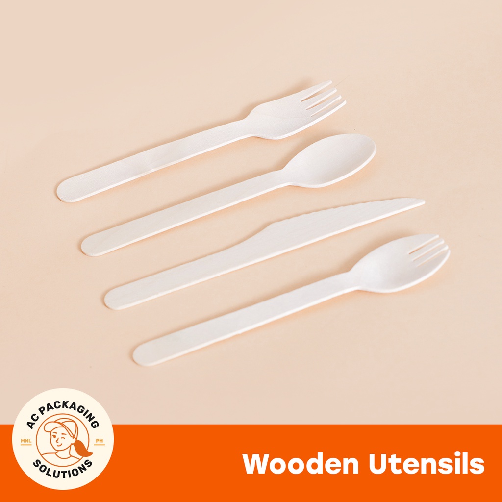 Disposable Wooden Spoon, Fork, Spork, Knife, Sundae Spoon Shopee