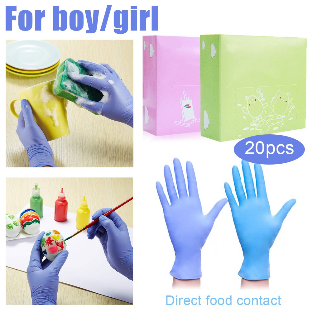 20PCS Children Disposable Nitrile Gloves Kindergarten Graffiti Painting