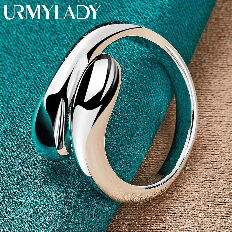 URMYLADY 925 Sterling Silver Water Drop Cross Ring For Women Wedding