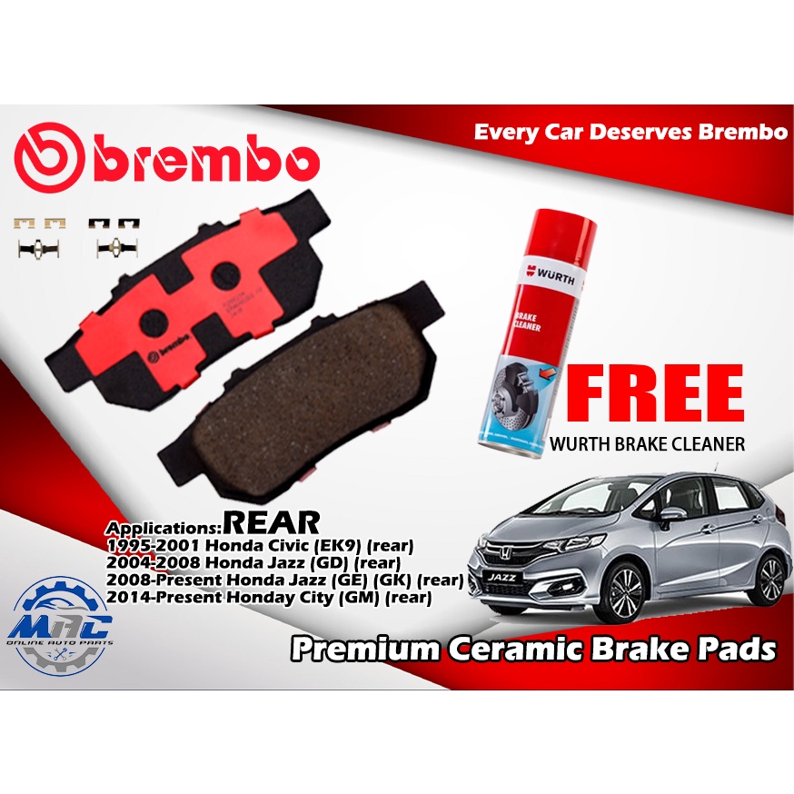 Honda Jazz GD/GE/GK 2004Present Brembo Ceramic Rear Brake Pads P28025N
