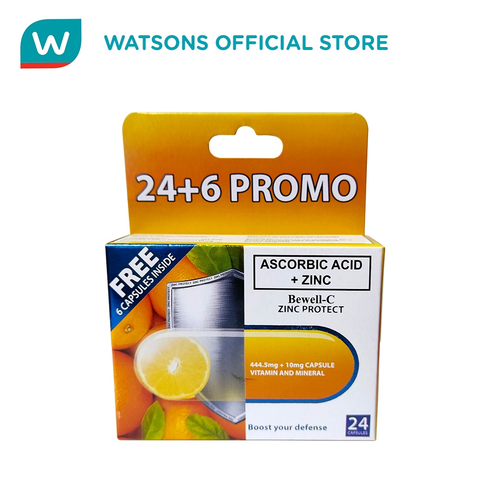 BEWELL C Zinc Protect (Ascorbic Acid + Zinc) 24+6 Capsules Promo Pack
