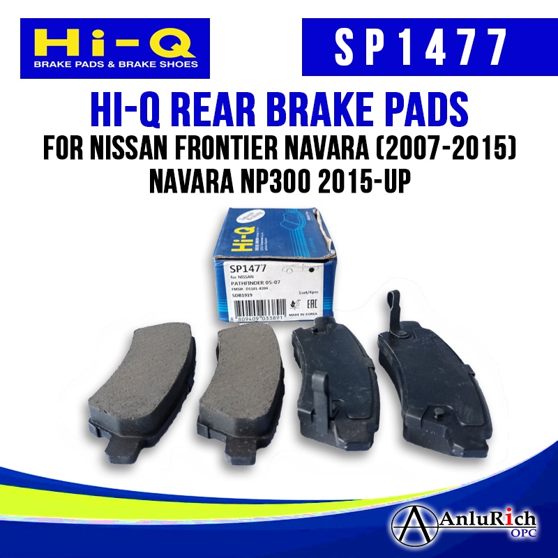 HiQ BRAKE PADS (REAR) for Navara 0715/NP300 (SP1477) Shopee Philippines