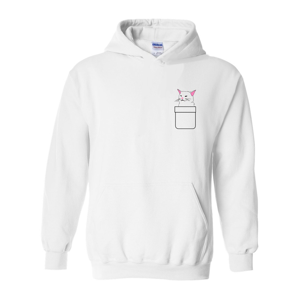 Smudge the Cat Hoodie (White) Shopee Philippines