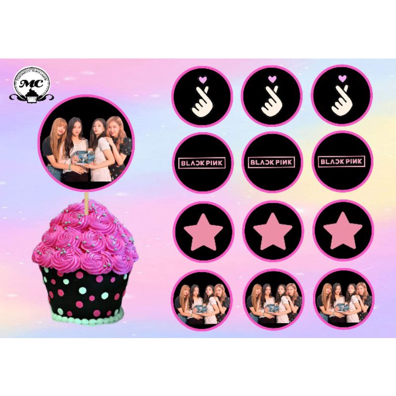 black pink theme cupcake topper 12pcs Shopee Philippines