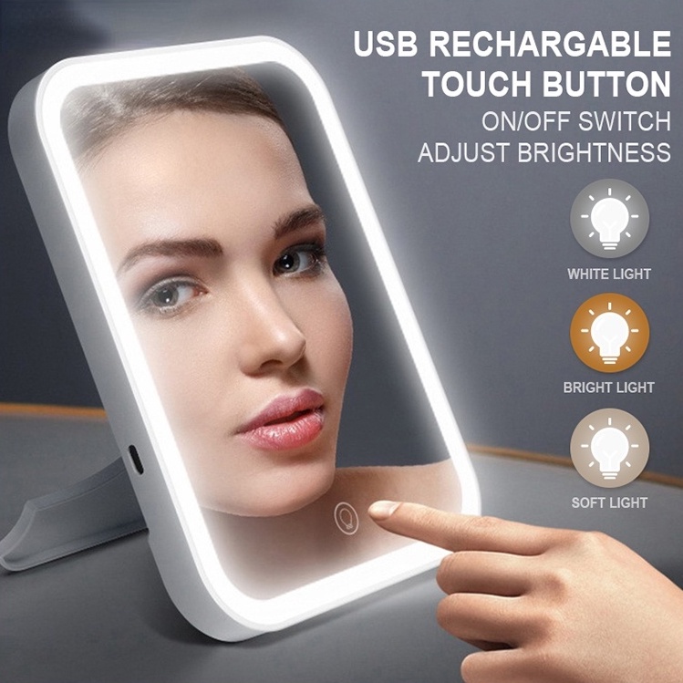 LED Makeup Mirror Touch Screen Desktop Standing Vanity Mirroir