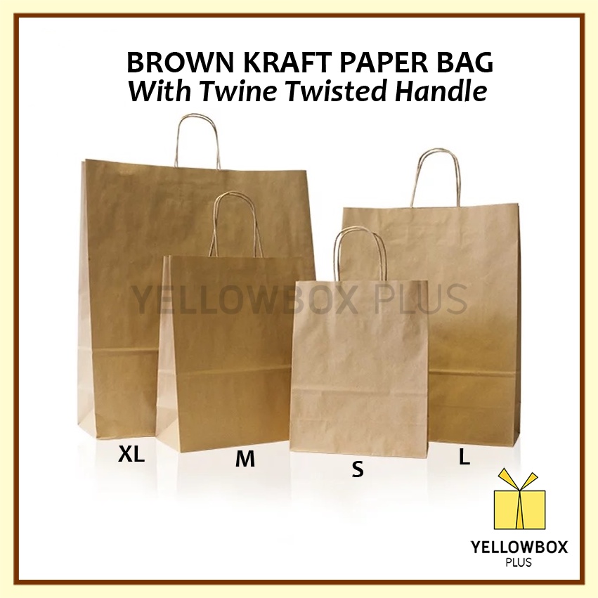 Brown Kraft Paper Bag with Twine Twisted Handle 80 to 105gsm Small