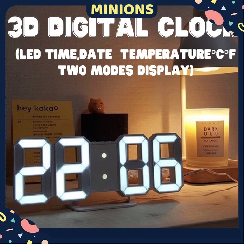 3D Digital Clock Aesthetic Wall Clock Modern Digital Table Desktop