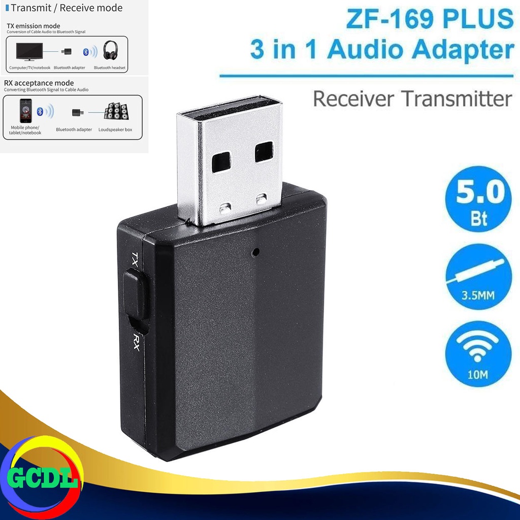 Zf169 Wireless 5.0 Bluetooth Audio Receiver Transmitter Usb 2In1 Tv