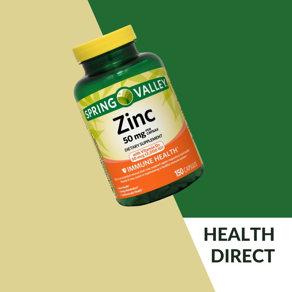 Spring Valley Zinc 50 mg with Vitamin D3 50 mcg Capsules, 150 Capsules