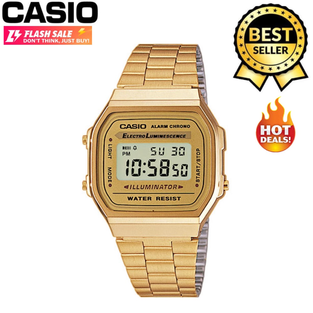 Casio A168W All Gold Classic Vintage Watch(Gold) Shopee Philippines