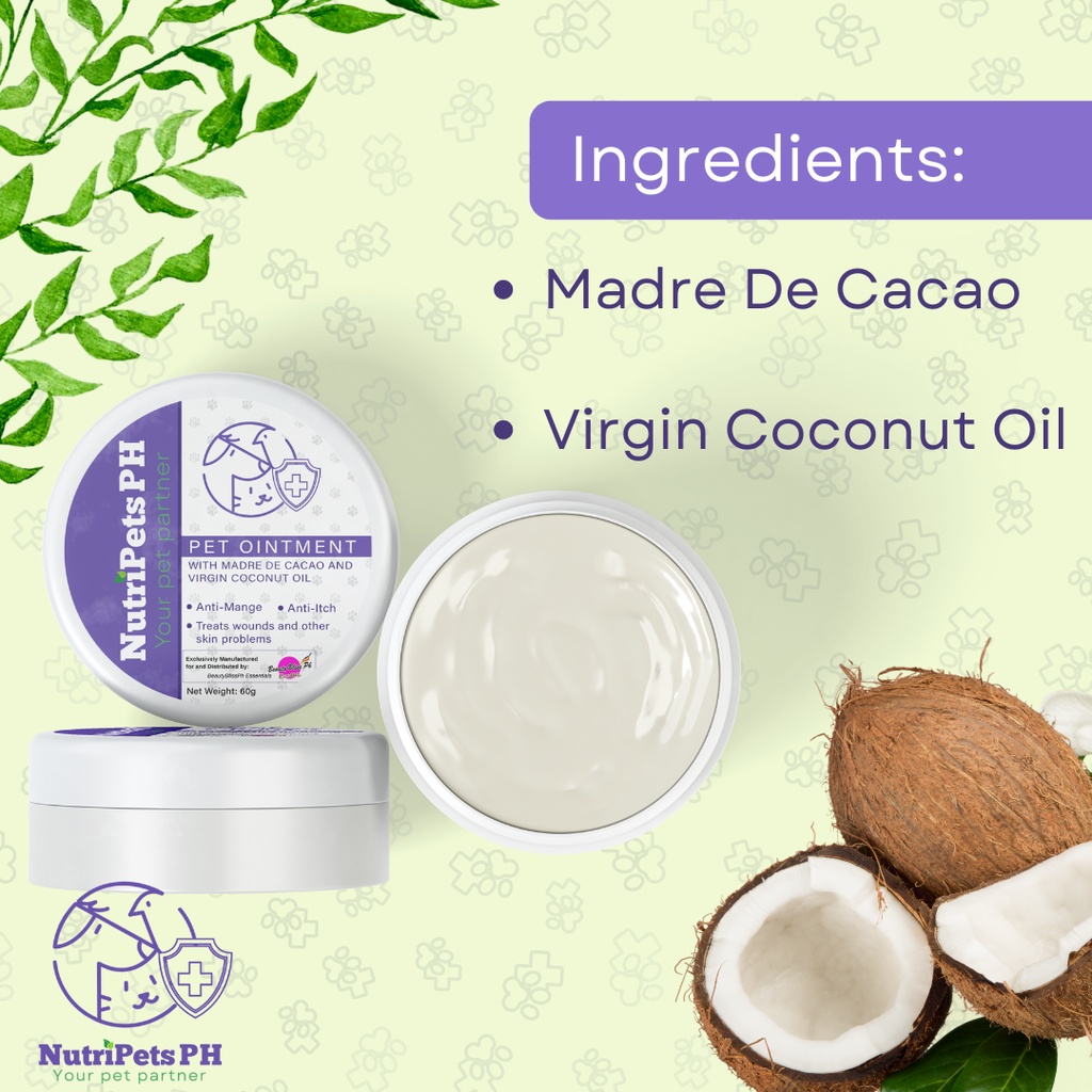 Dog Cat Ointment 60g,Madre de Cacao,Virgin Coconut Oil,Wound Healing