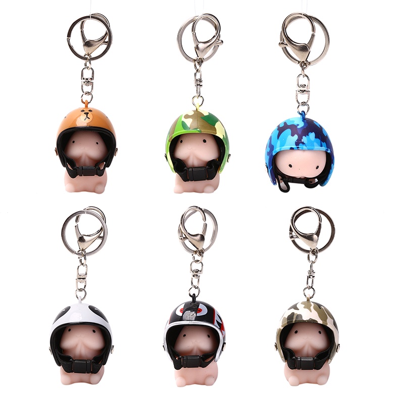 1set Squishy Dingding Toy Keychains Helmet Squeeze Stress Reliever Sensory Penis