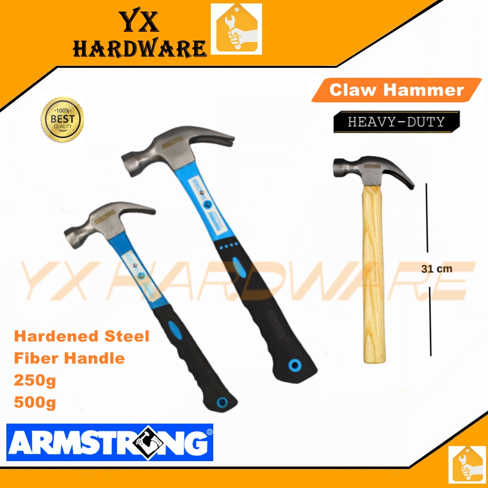 Armstrong Claw Hammer With Fiber Handle Rubber Handle Hardened Steel
