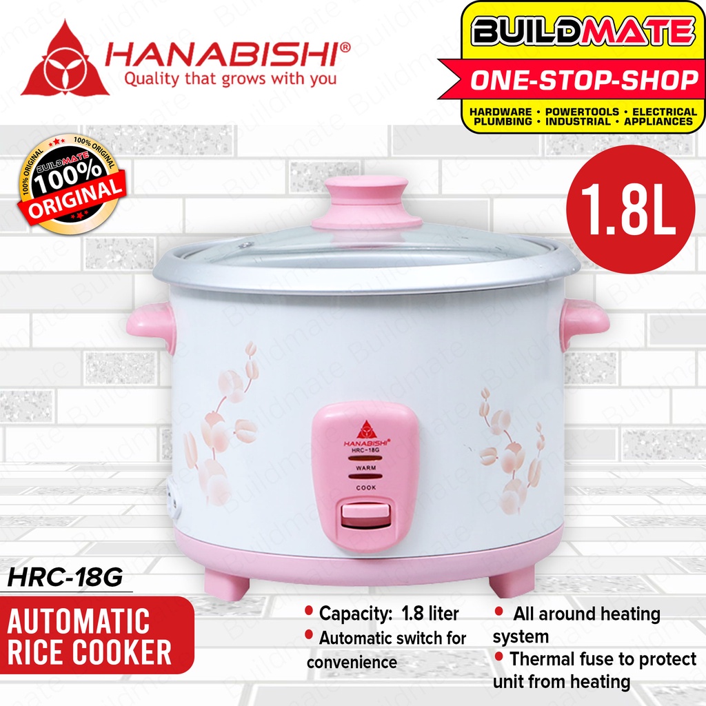 BUILDMATE HANABISHI Rice Cooker 1.8L 10 Cups HRC18G Glass Lid Automatic Shopee Philippines