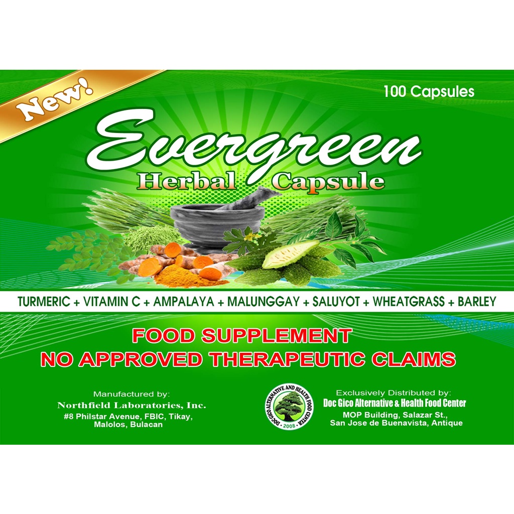 Evergreen Herbal Capsule Food Supplement 100 caps 1 box Shopee