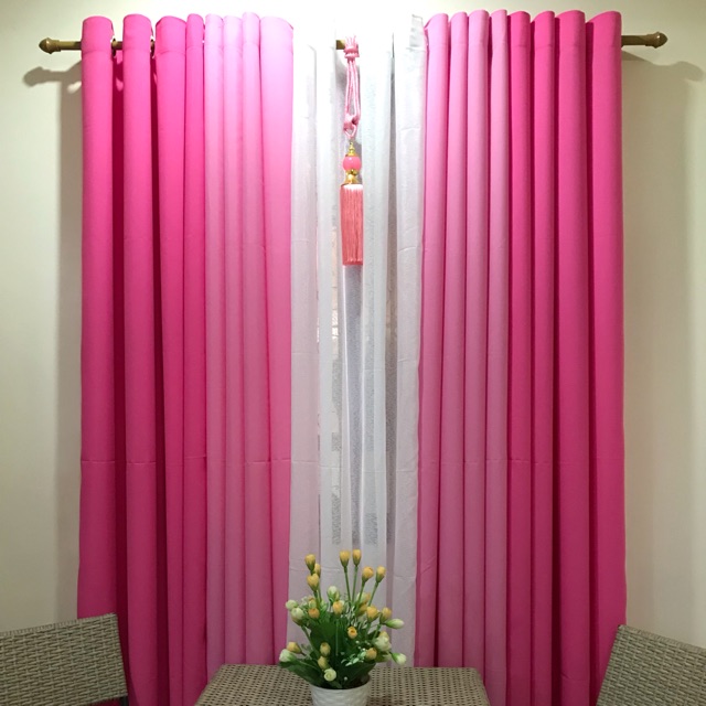 5 in 1 Plain Pink Ring Curtains Shopee Philippines