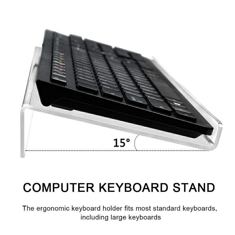 Acrylic Tilted Computer Keyboard Holder Clear Keyboard Stand for Easy