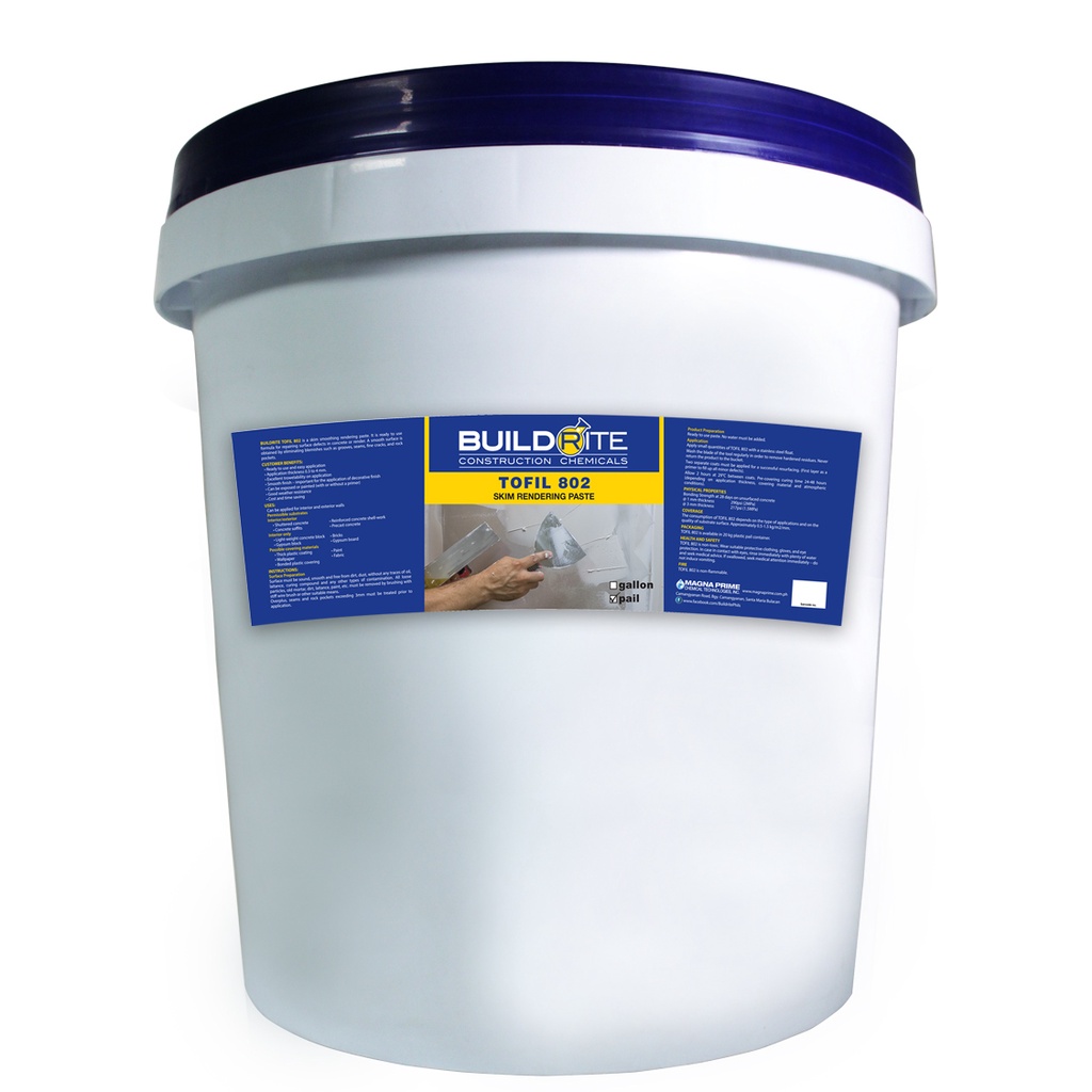 BUILDRITE TOFIL 802 Ready to use Skim Rendering paste Pail c_Ld