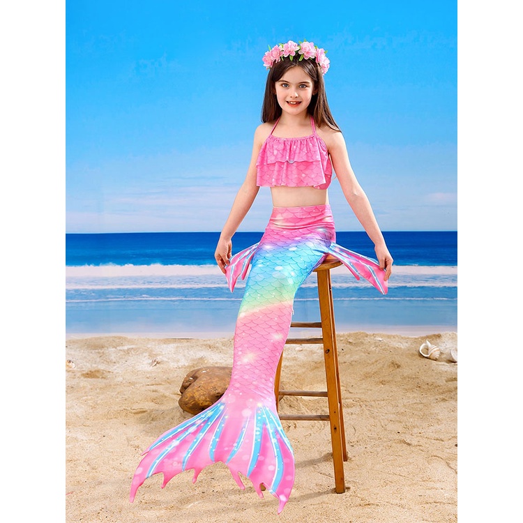 Girls Mermaid Tail Children Mermaid Princess Bikini Fishtail Swimsuit