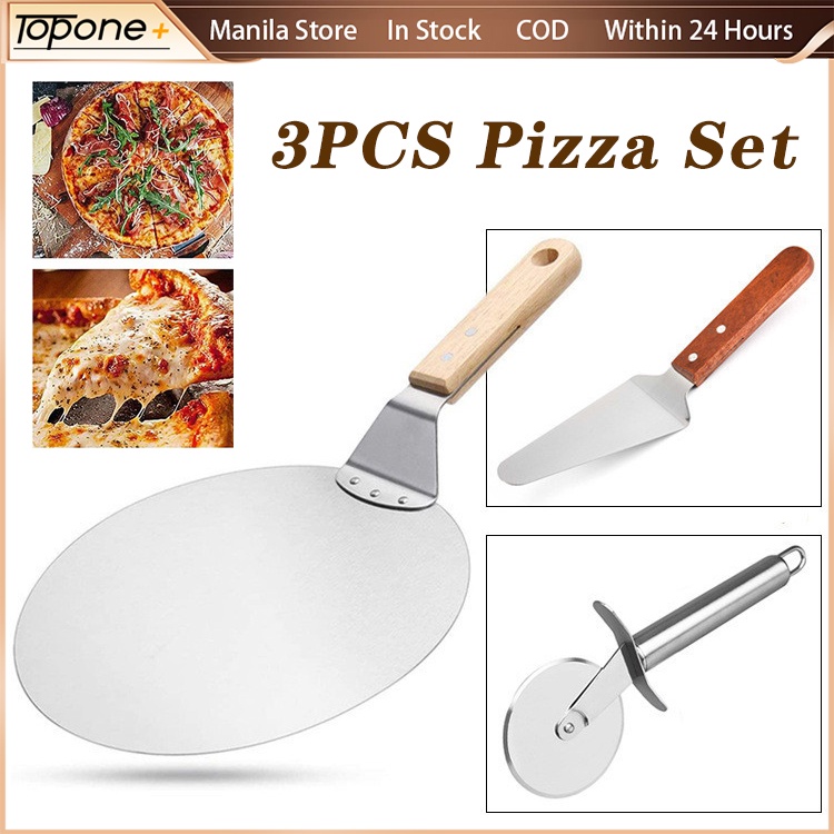 3Pcs Stainless Steel Pizza Tool Set With 10" Pizza Shovel Wheel Cutter Pizza Knife Transfer