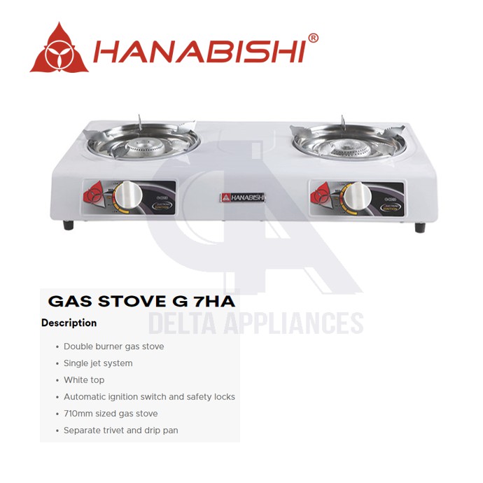 Hanabishi Gas Stove Double Burner White Body Anti Rust Original 1 Year