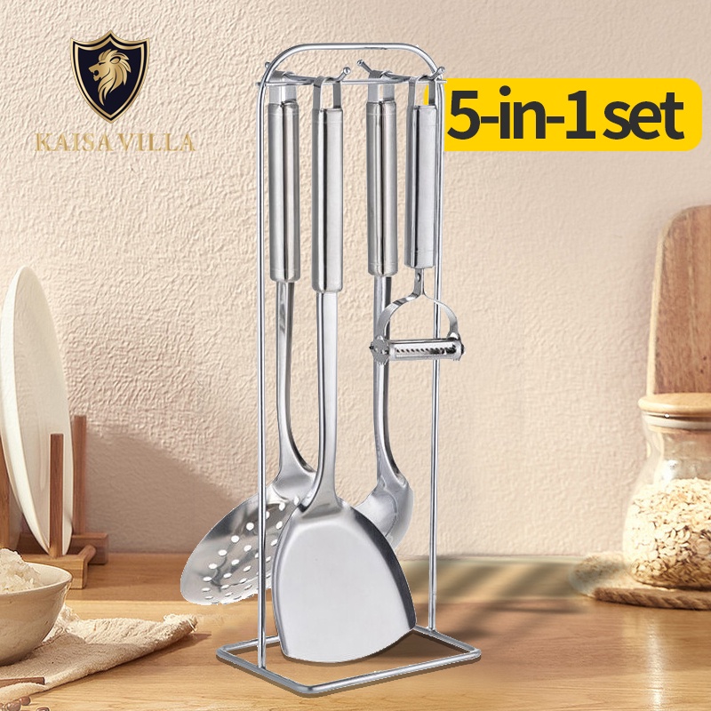 Kaisa Villa kitchen utensils stainless steel kitchen utensils 5in1 spatula leakage kitchen Tools