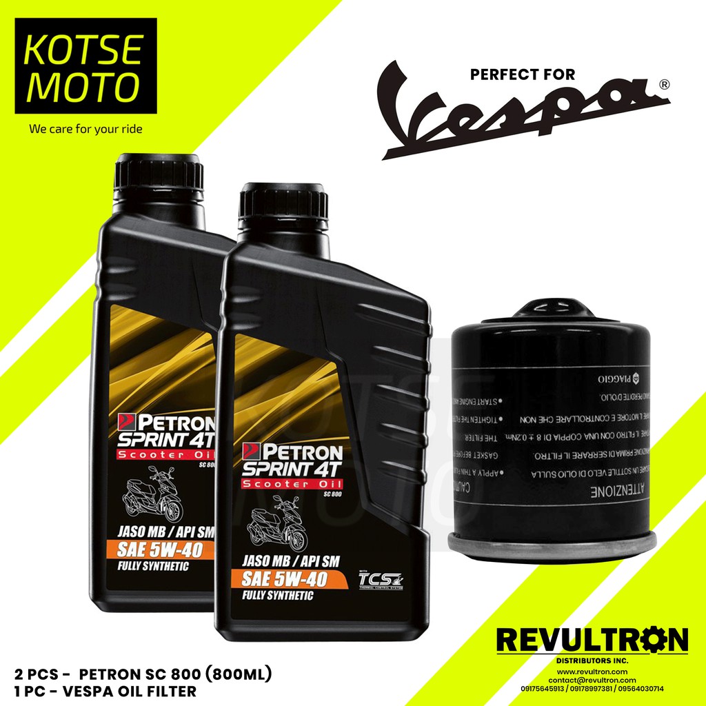 VESPA CHANGE OIL PACKAGE / VESPA SPRINT & PRIMAVERA with Petron SC800